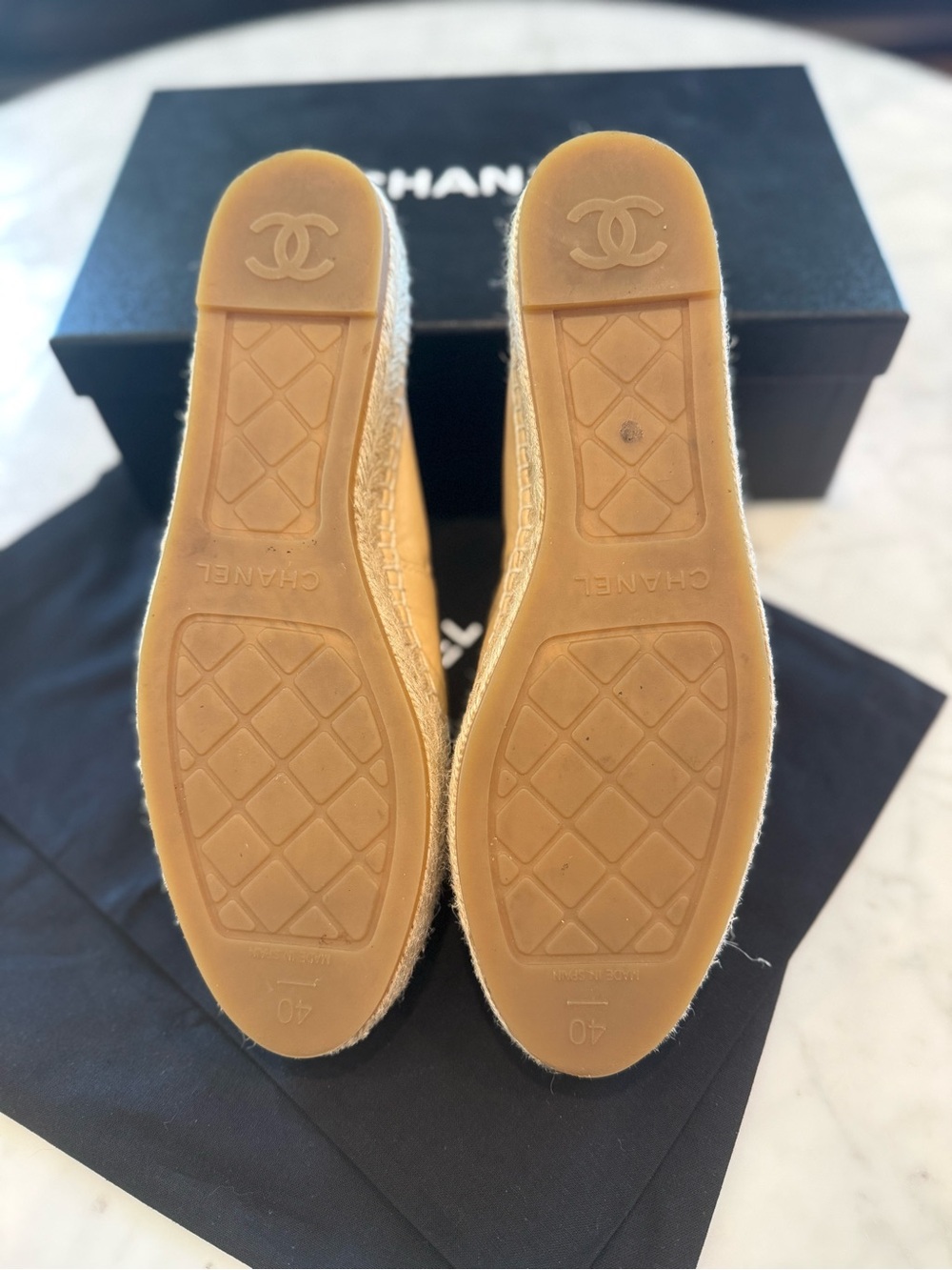 CHANEL Beige + Black Espadrille Flats - Picture 6 of 6